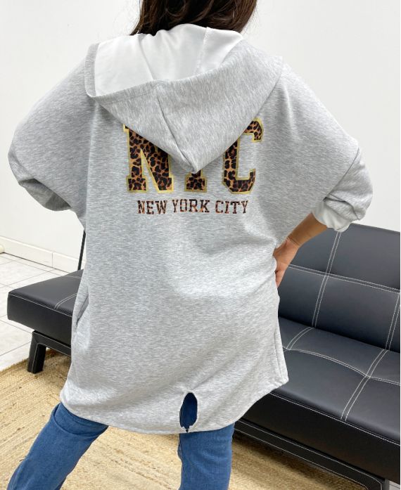 CHALECO CON CAPUCHA NEW YORK CITY AH255105 GRIS