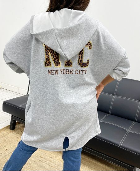 GILET A CAPUCHE NEW YORK CITY AH255105 GRIS