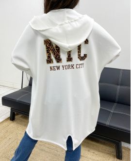 GILET CON CAPPUCCIO NEW YORK CITY AH255105 BIANCO
