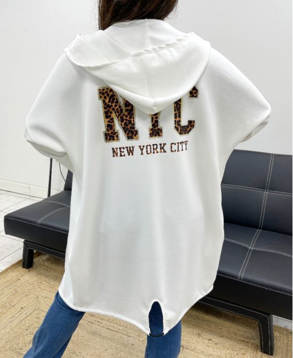 CHALECO CON CAPUCHA NEW YORK CITY AH255105 BLANCO