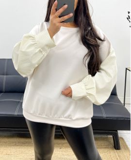 SUDADERA BIMATERIAL EXTRA SUAVE PE1149 BEIGE