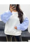 SUDADERA BIMATERIAL EXTRA SUAVE PE1149 BLANCO