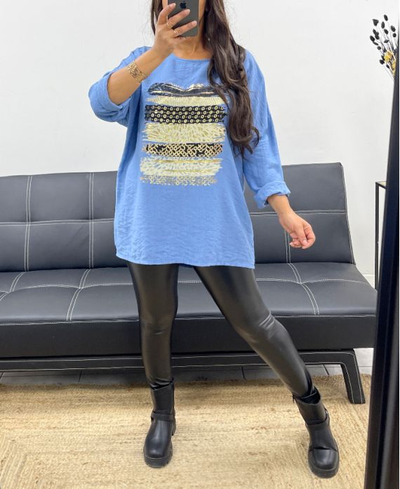 TOP VISCOSE GOLD PE0400 BLEU JEANS