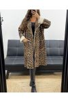 MANTEAU LEOPARD INTERIEUR LAINE BOUCLéE AH2555058 FONCé