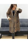MANTEAU LEOPARD INTERIEUR LAINE BOUCLéE AH2555058 FONCé
