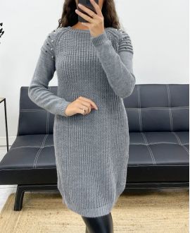 PULL ROBE MAILLE A PERLES AH2555094 GRIS