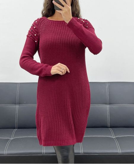 PULL ROBE MAILLE A PERLES AH2555094 BORDEAUX