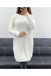 PULL ROBE MAILLE A PERLES AH2555094 BLANC