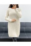 PULL ROBE MAILLE A PERLES AH2555094 BEIGE