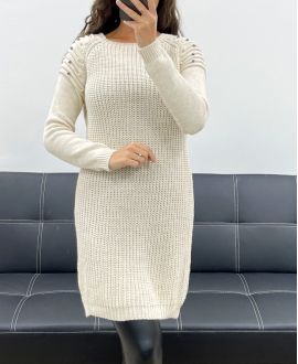 PULL ROBE MAILLE A PERLES AH2555094 BEIGE