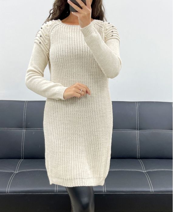 PULL ROBE MAILLE A PERLES AH2555094 BEIGE