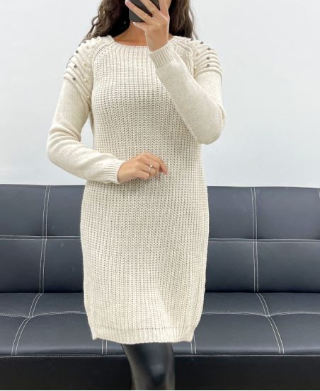 PULL ROBE MAILLE A PERLES AH2555094 BEIGE