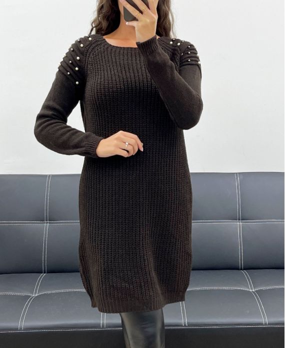 PULL ROBE MAILLE A PERLES AH2555094 MARRON