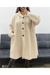 GRANDE TAILLE MANTEAU A BOUTONS 2 POCHES AH255074 BEIGE