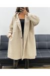GRANDE TAILLE MANTEAU A BOUTONS 2 POCHES AH255074 BEIGE