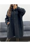 GRANDE TAILLE MANTEAU A BOUTONS 2 POCHES AH255074 NOIR