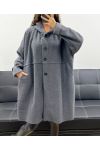GRANDE TAILLE MANTEAU A BOUTONS 2 POCHES AH255074 GRIS