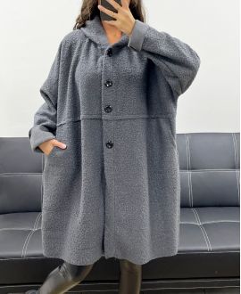 GRANDE TAILLE MANTEAU A BOUTONS 2 POCHES AH255074 GRIS