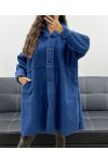 GRANDE TAILLE MANTEAU A BOUTONS 2 POCHES AH255074 BLEU