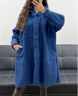 GRANDE TAILLE MANTEAU A BOUTONS 2 POCHES AH255074 BLEU