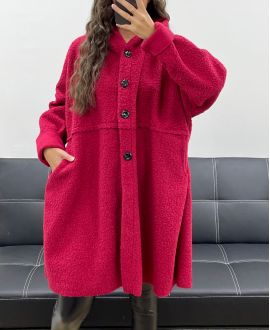 GRANDE TAILLE MANTEAU A BOUTONS 2 POCHES AH255074 BORDEAUX
