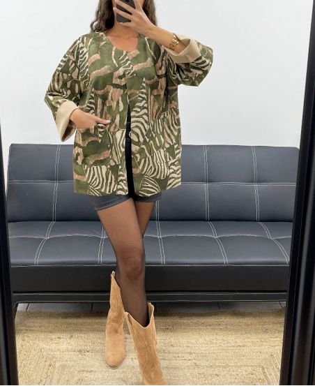 VESTE SUEDINE IMPRIMéE AH2555099 KAKI