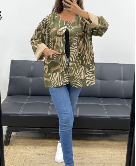 CHAQUETA DE GAMUZA ESTAMPADA DE AH2555099 CAQUI