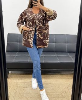 VESTE SUEDINE IMPRIMéE AH2555099 CHOCOLAT