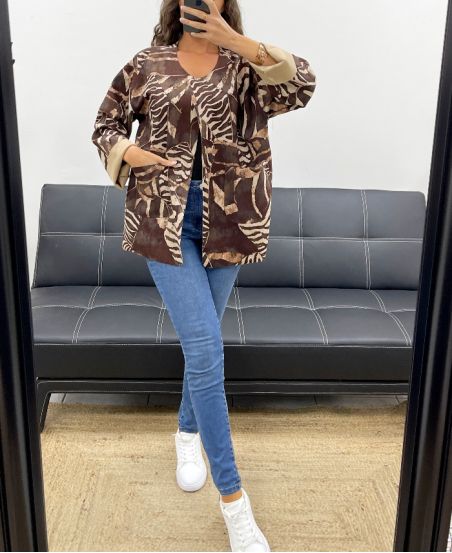 VESTE SUEDINE IMPRIMéE AH2555099 CHOCOLAT