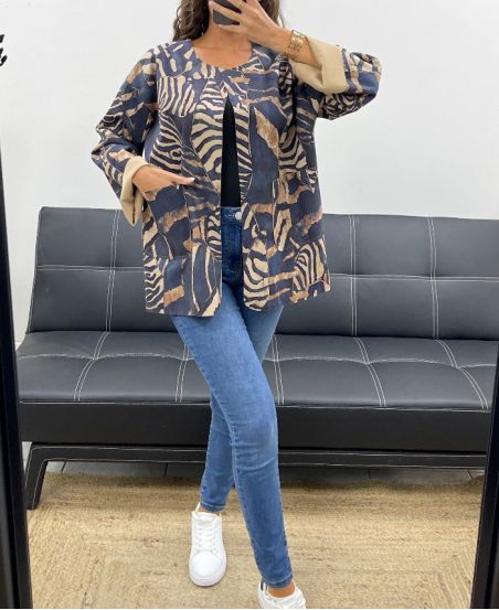 VESTE SUEDINE IMPRIMéE AH2555099 MARINE
