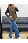VESTE EN LAINE A POILS DOUX 2 POCHES AH555019 CHOCOLAT