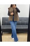 VESTE EN LAINE A POILS DOUX 2 POCHES AH555019 CHOCOLAT