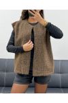 VESTE EN LAINE A POILS DOUX 2 POCHES AH555019 CHOCOLAT