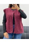 VESTE EN LAINE A POILS DOUX 2 POCHES AH555019 BORDEAUX