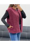 VESTE EN LAINE A POILS DOUX 2 POCHES AH555019 BORDEAUX
