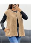 VESTE EN LAINE A POILS DOUX 2 POCHES AH555019 CAMEL