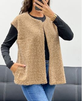 VESTE EN LAINE A POILS DOUX 2 POCHES AH555019 CAMEL