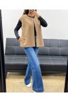 VESTE EN LAINE A POILS DOUX 2 POCHES AH555019 CAMEL