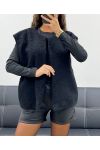 VESTE EN LAINE A POILS DOUX 2 POCHES AH555019 NOIR