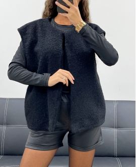 VESTE EN LAINE A POILS DOUX 2 POCHES AH555019 NOIR