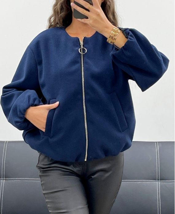 CHAQUETAS BOMBER CON CREMALLERA DE 2 BOLSILLOS CON FORRO DE AH2555050 AZUL MARINO