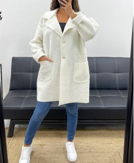 VESTE AMPLE LAINE 2 POCHES AH2555024 BLANC