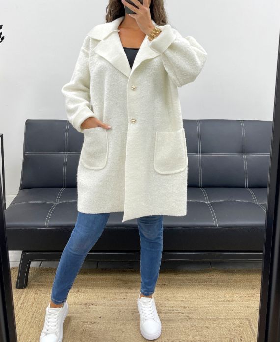 VESTE AMPLE LAINE 2 POCHES AH2555024 BLANC