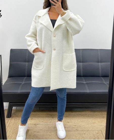 VESTE AMPLE LAINE 2 POCHES AH2555024 BLANC