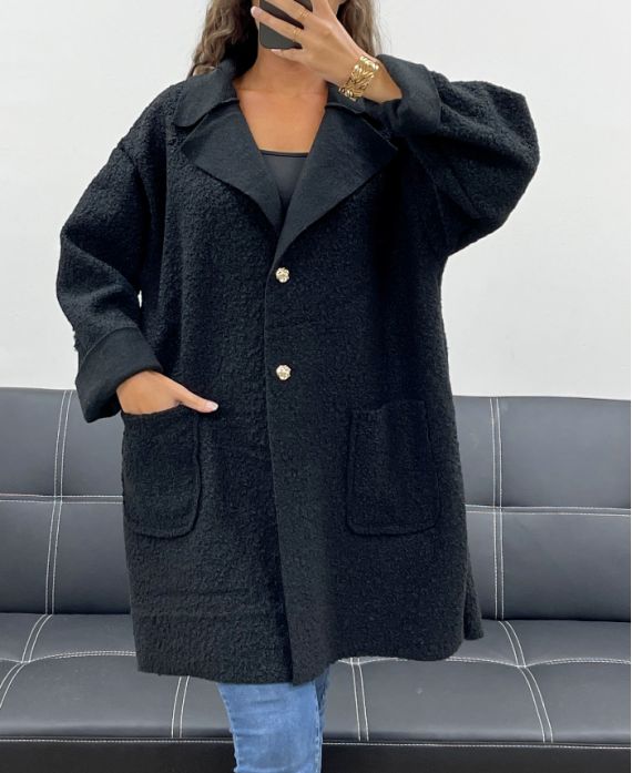 VESTE AMPLE LAINE 2 POCHES AH2555024 NOIR