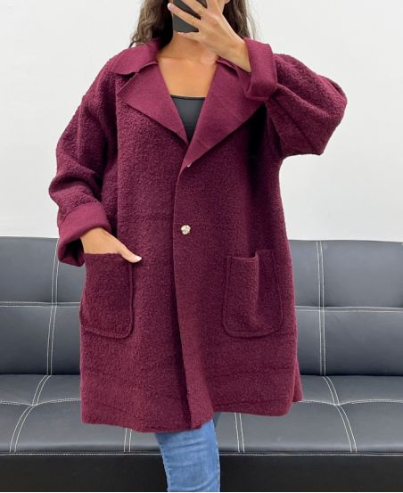 VESTE AMPLE LAINE 2 POCHES AH2555024 BORDEAUX