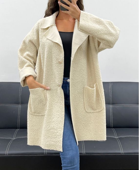 VESTE AMPLE LAINE 2 POCHES AH2555024 BEIGE