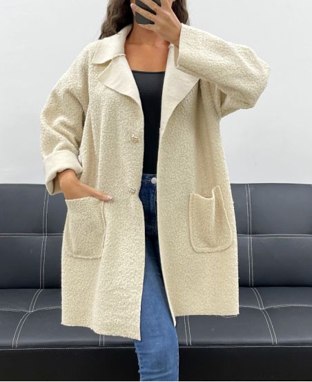 VESTE AMPLE LAINE 2 POCHES AH2555024 BEIGE