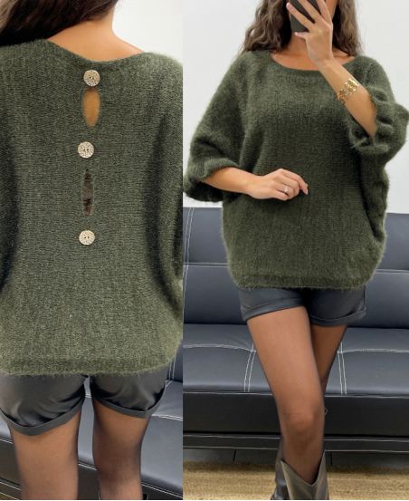 MOHEROWY SWETER Z GUZIKAMI AH2555066 KHAKI