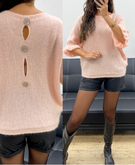 MOHEROWY SWETER Z GUZIKAMI AH2555066 RÓŻOWY